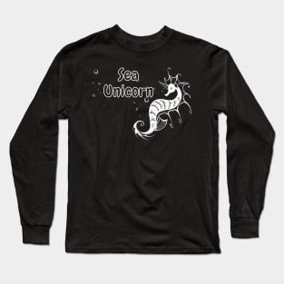 Sea Unicorn Comic Line Art Spaß Seepferdchen Tier Long Sleeve T-Shirt